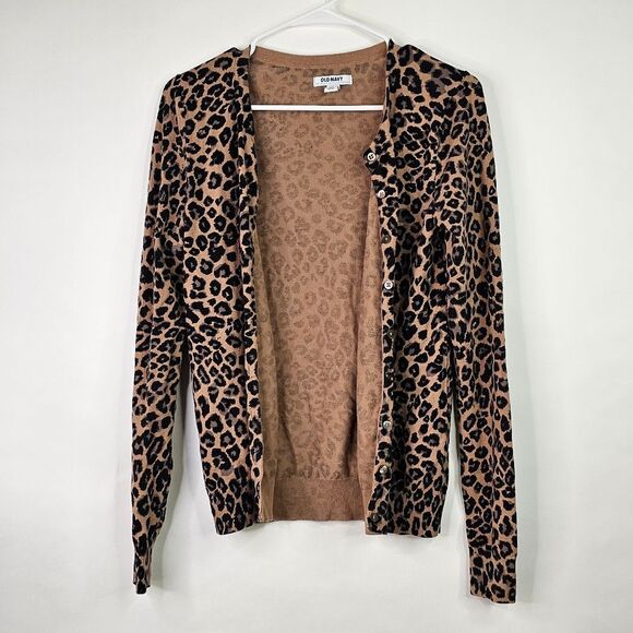 Old Navy Camel Leopard Print Button Up Cardigan - Picture 5 of 7